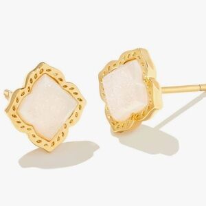 Kendra Scott Mallory Gold Stud Druzy Earrings NWT